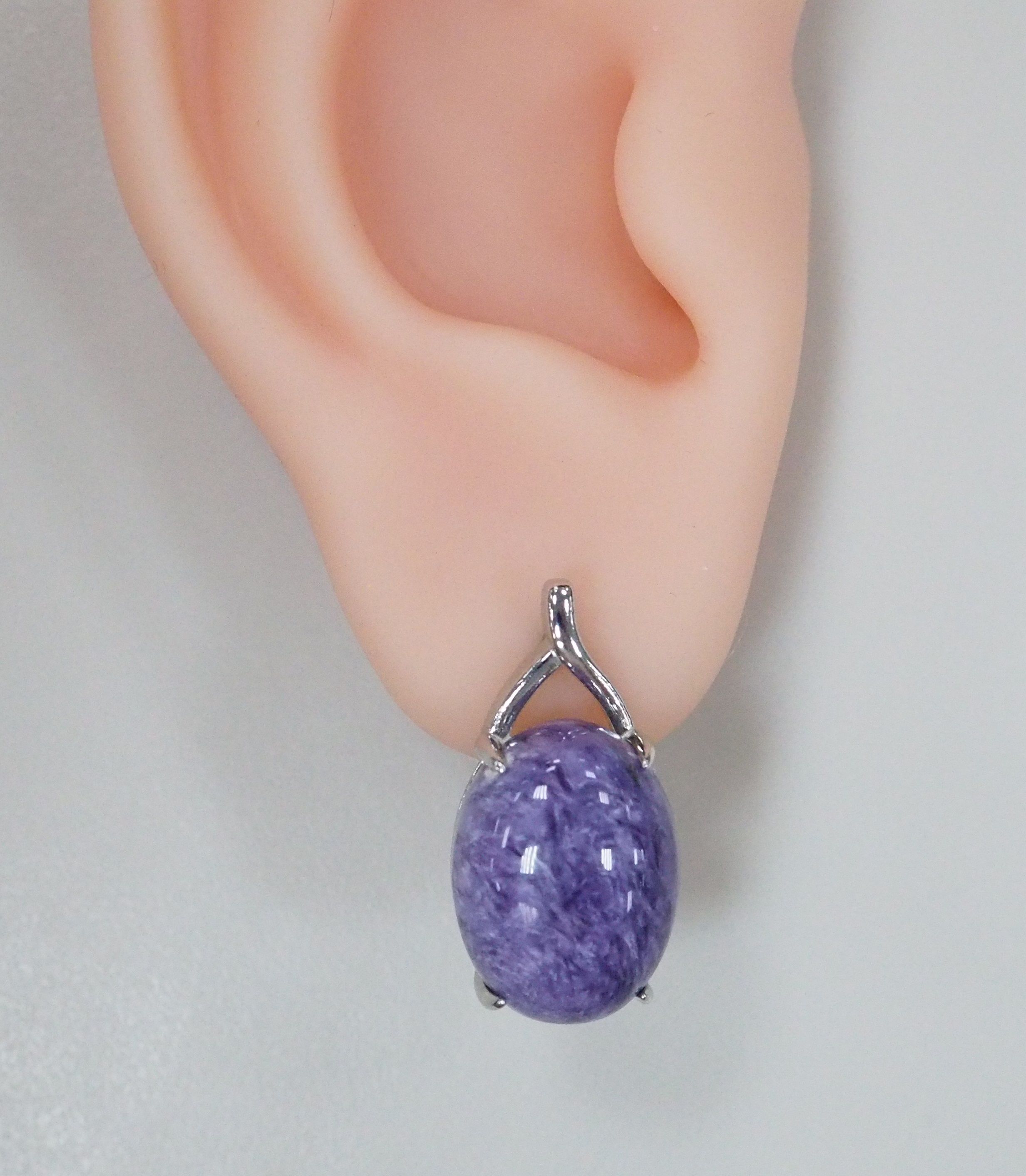 Серебряные серьги с чароитами